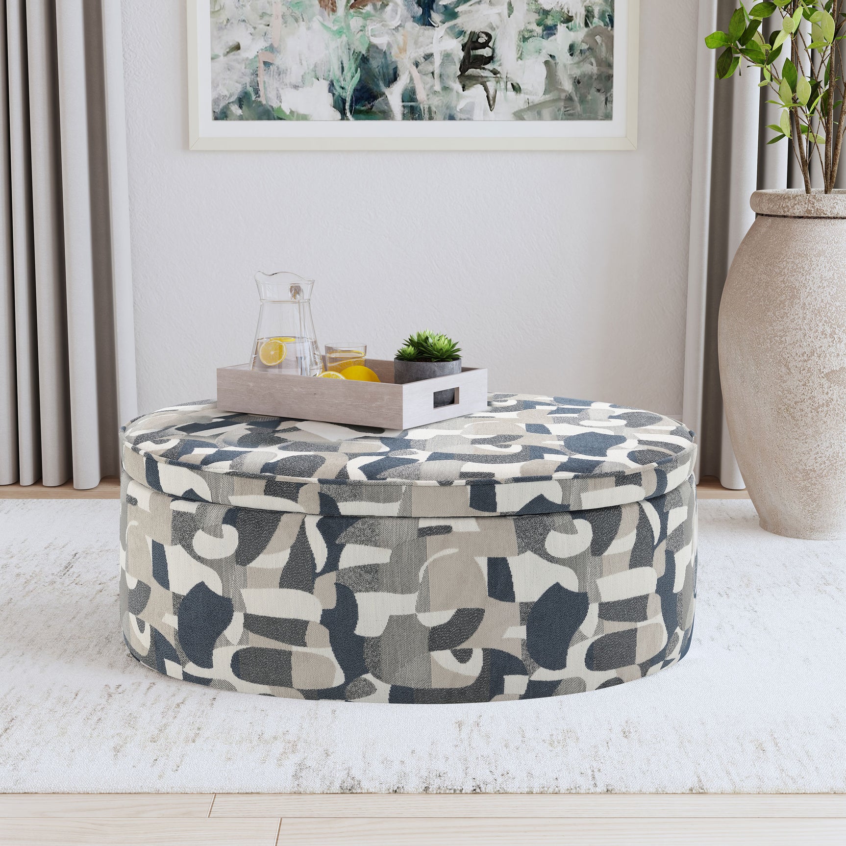 Tomkins Indigo Storage Ottoman - Ornate Home