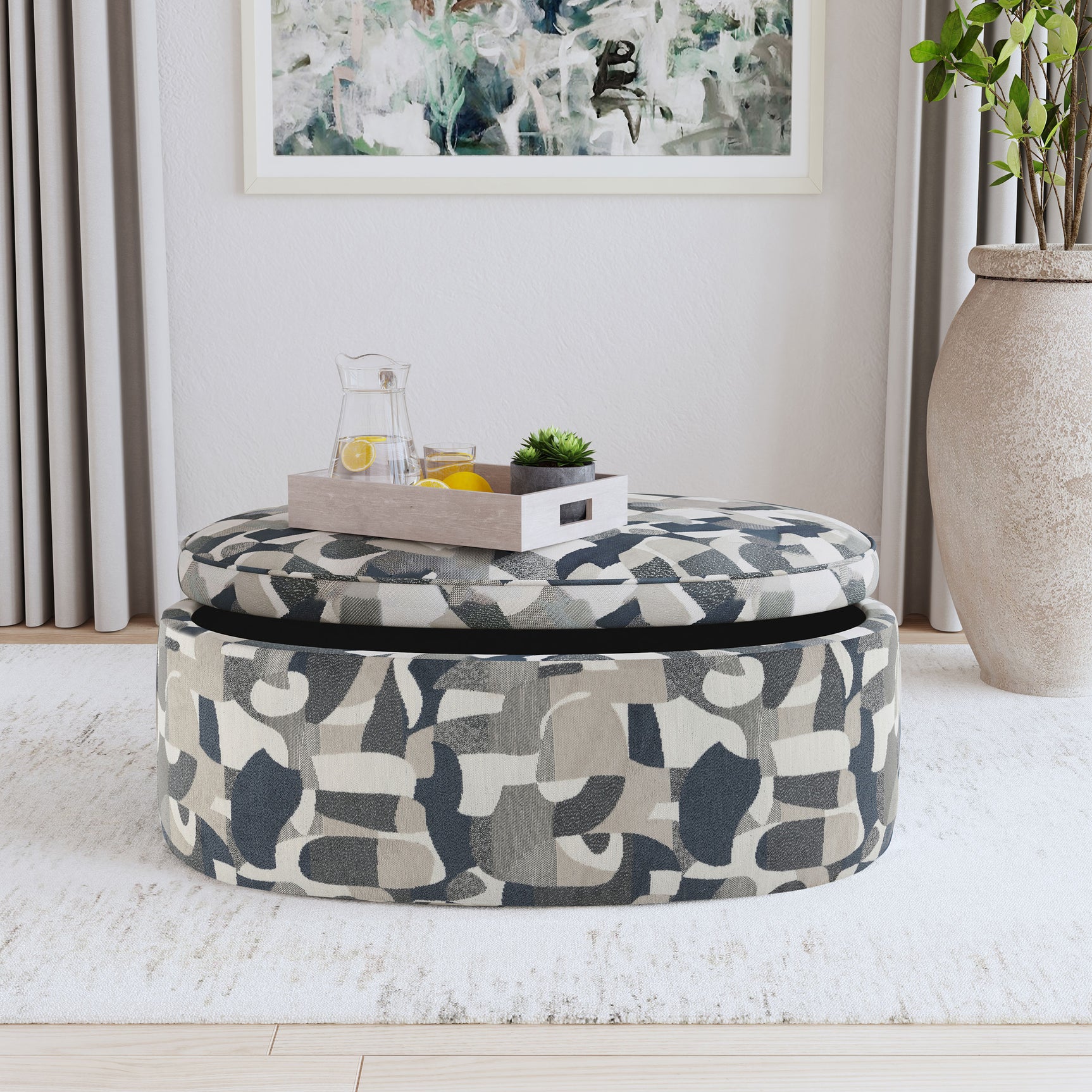 Tomkins Indigo Storage Ottoman - Ornate Home