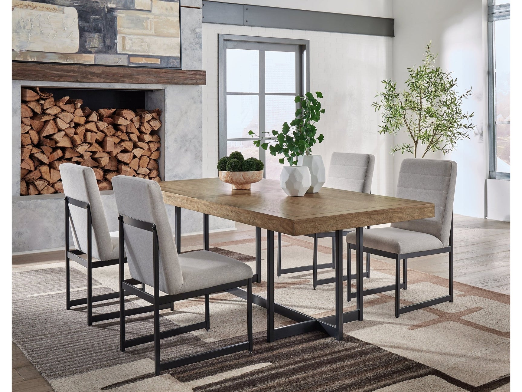 Tomtyn Light Brown Dining Table w/4 Chairs - Ornate Home