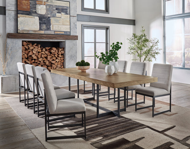 Tomtyn Light Brown Extension Dining Table and 8 Chairs - Ornate Home