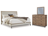 Tomtyn Light Brown Queen Upholstered Bed, Dresser and Mirror (Online Special Price) - Ornate Home