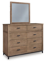 Tomtyn Light Brown Queen Upholstered Bed, Dresser and Mirror (Online Special Price) - Ornate Home