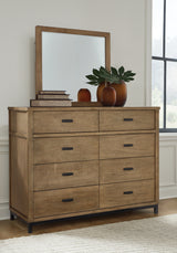 Tomtyn Light Brown Queen Upholstered Bed, Dresser and Mirror (Online Special Price) - Ornate Home