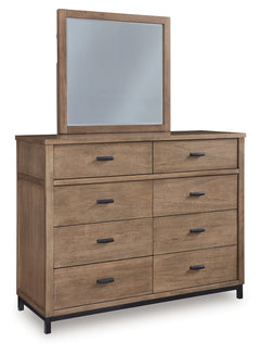 Tomtyn Light Brown Queen Upholstered Bed, Dresser and Mirror - Ornate Home