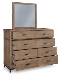 Tomtyn Light Brown Queen Upholstered Bed, Dresser and Mirror - Ornate Home
