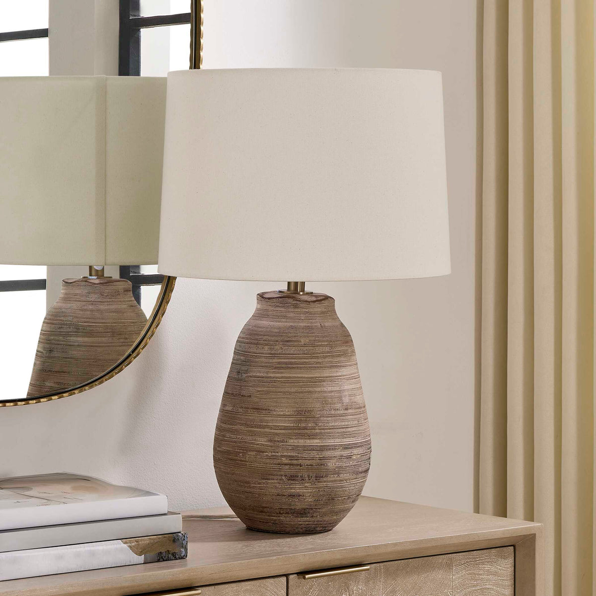 Tonachio Brown Etched Urn Table Lamp - Ornate Home
