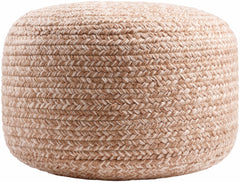Tonanitla Natural Fiber Blush Knitted Outdoor Pouf - Ornate Home