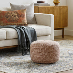 Tonanitla Natural Fiber Blush Knitted Outdoor Pouf - Ornate Home