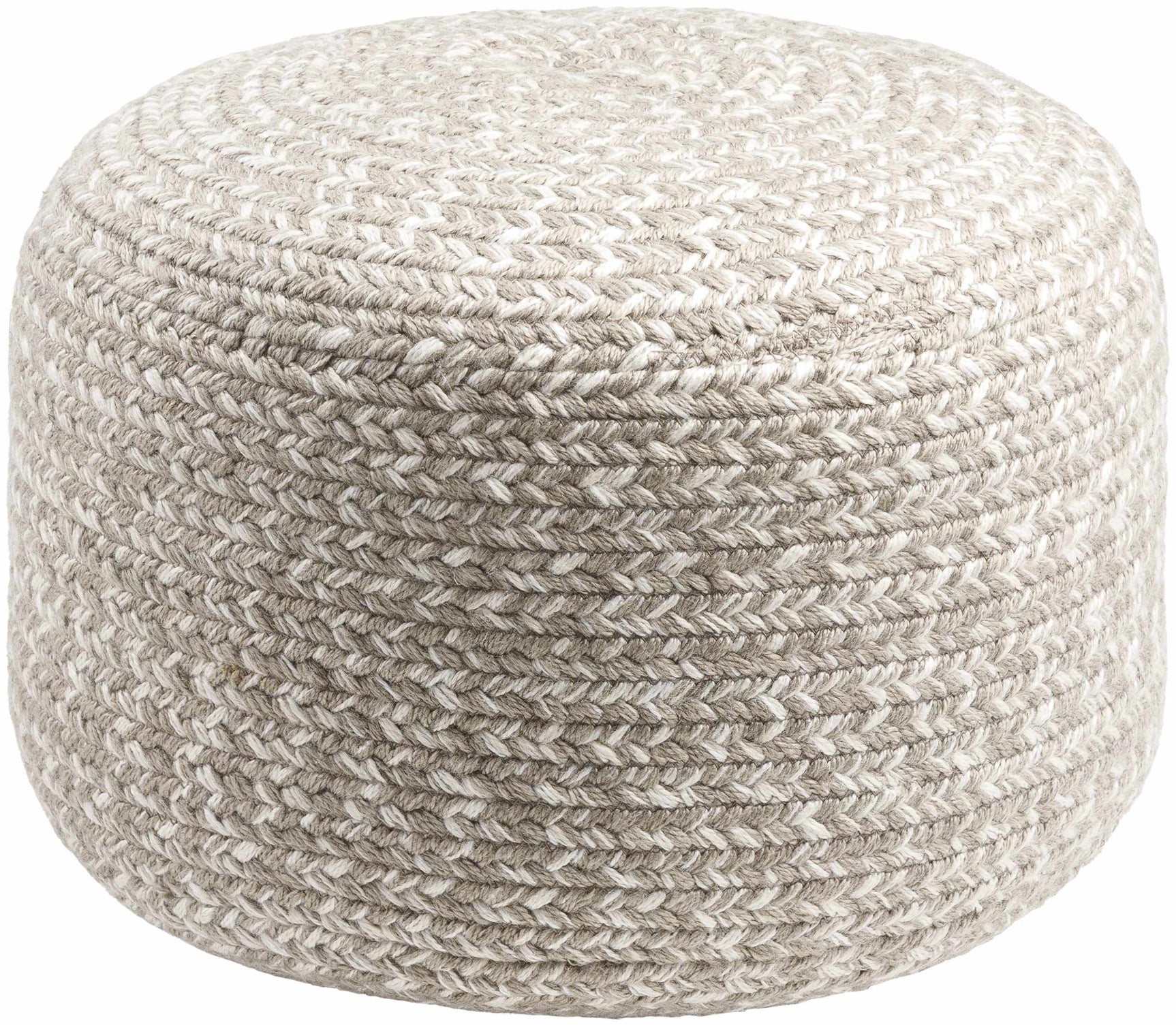 Tonanitla Natural Fiber Light Gray Knitted Outdoor Pouf - Ornate Home