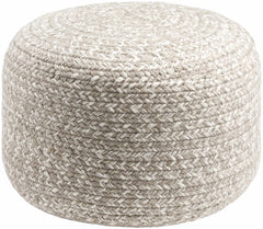 Tonanitla Natural Fiber Light Gray Knitted Outdoor Pouf - Ornate Home