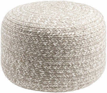 Tonanitla Natural Fiber Light Gray Knitted Outdoor Pouf - Ornate Home