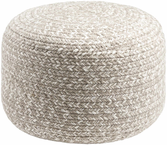 Tonanitla Natural Fiber Light Gray Knitted Outdoor Pouf - Ornate Home