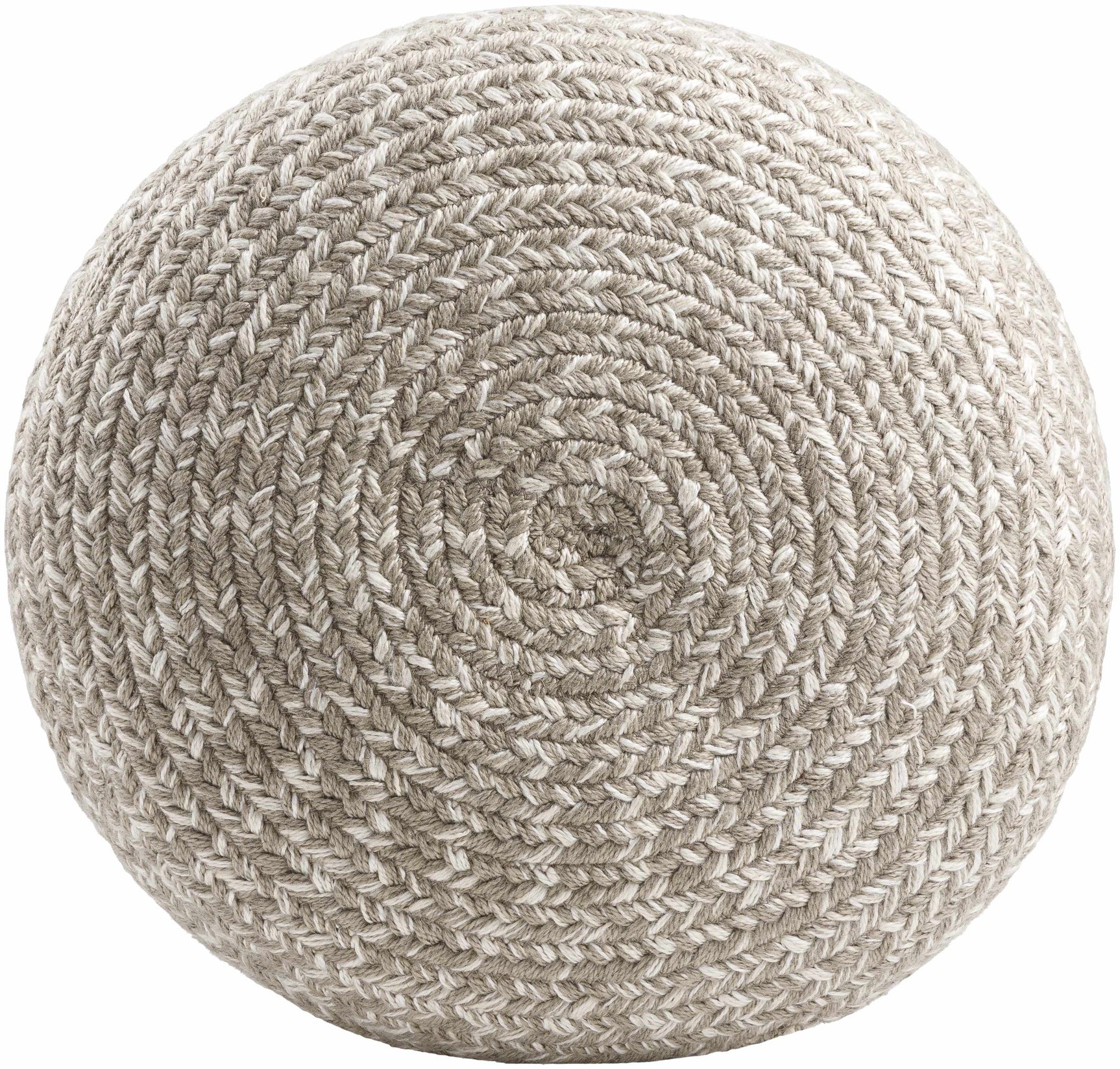 Tonanitla Natural Fiber Light Gray Knitted Outdoor Pouf - Ornate Home