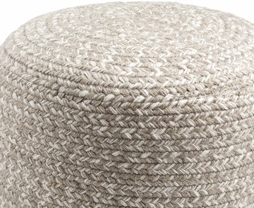Tonanitla Natural Fiber Light Gray Knitted Outdoor Pouf - Ornate Home