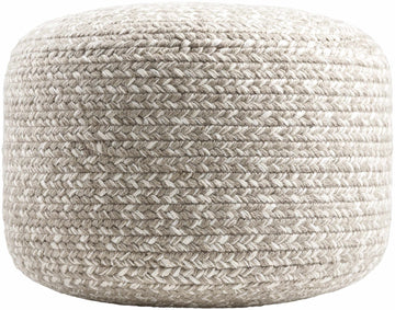 Tonanitla Natural Fiber Light Gray Knitted Outdoor Pouf - Ornate Home