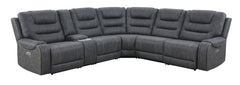 Tooele Graphite Fabric 6-Pc Dual Power Reclining Sectional with 2 Power Recliners - Ornate Home