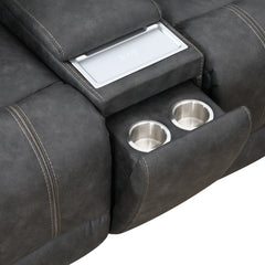Tooele Graphite Fabric 6-Pc Dual Power Reclining Sectional with 2 Power Recliners - Ornate Home