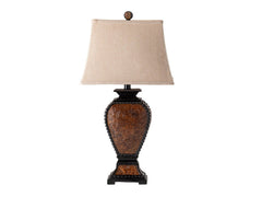 Tooled Leather Brown Table Lamp (Set of 2) - Ornate Home
