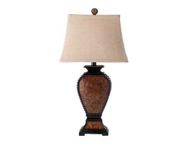 Tooled Leather Brown Table Lamp (Set of 2) - Ornate Home