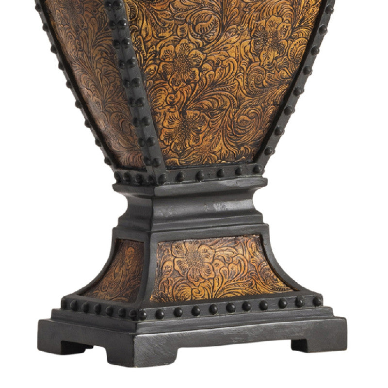Tooled Leather Brown Table Lamp (Set of 2) - Ornate Home