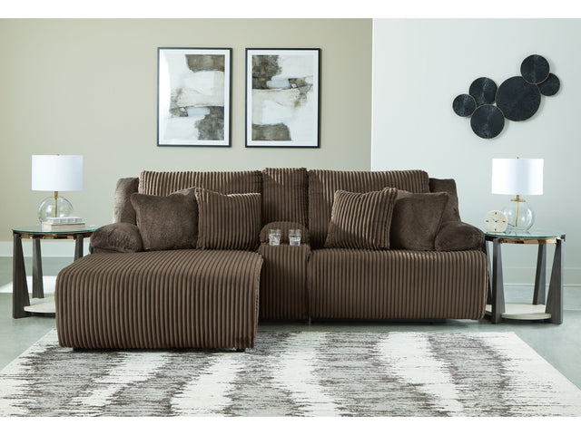 Top Tier Chocolate 3-Piece Reclining Sectional Sofa with LAF Chaise - Ornate Home