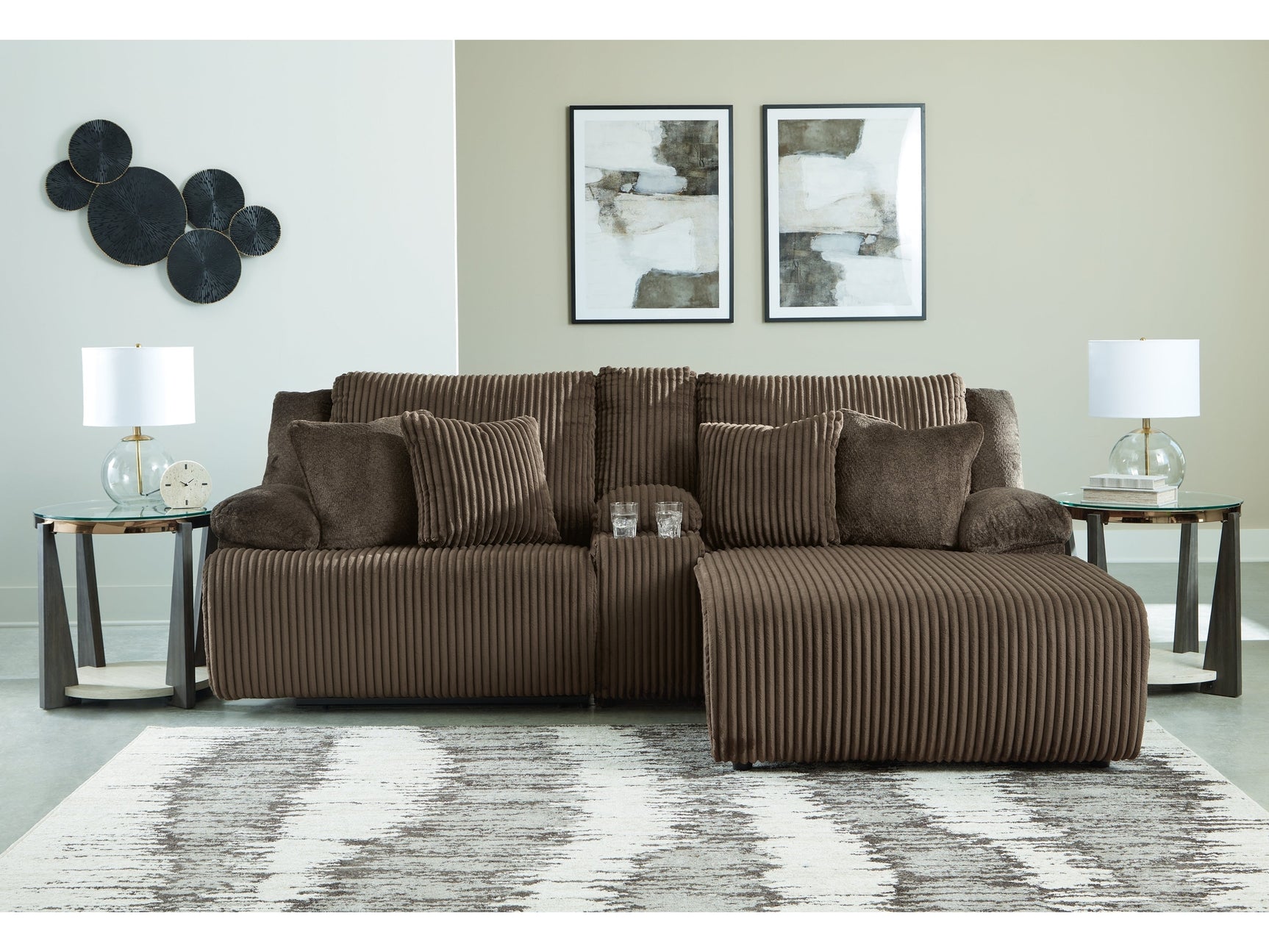 Top Tier Chocolate 3-Piece Reclining Sectional Sofa with RAF Chaise - Ornate Home