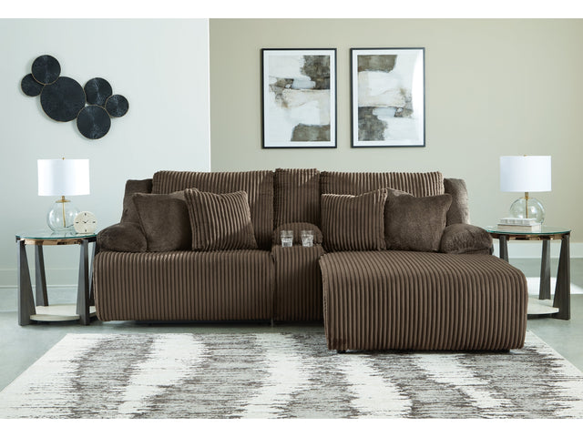 Top Tier Chocolate 3-Piece Reclining Sectional Sofa with RAF Chaise - Ornate Home