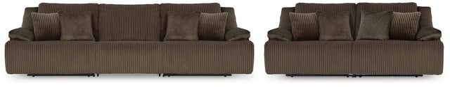 Top Tier Chocolate 3-Piece Reclining Sofa and 2-Piece Reclining Loveseat - Ornate Home