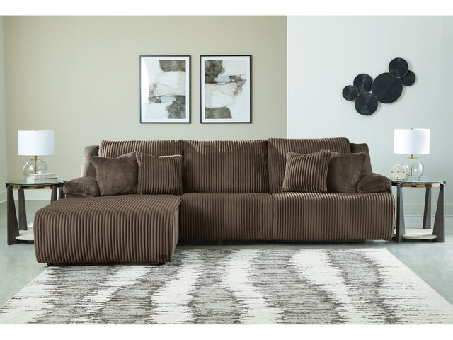 Top Tier Chocolate 3-Piece Sectional Sofa Chaise with LAF Chaise - Ornate Home
