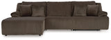Top Tier Chocolate 3-Piece Sectional Sofa Chaise with LAF Chaise - Ornate Home