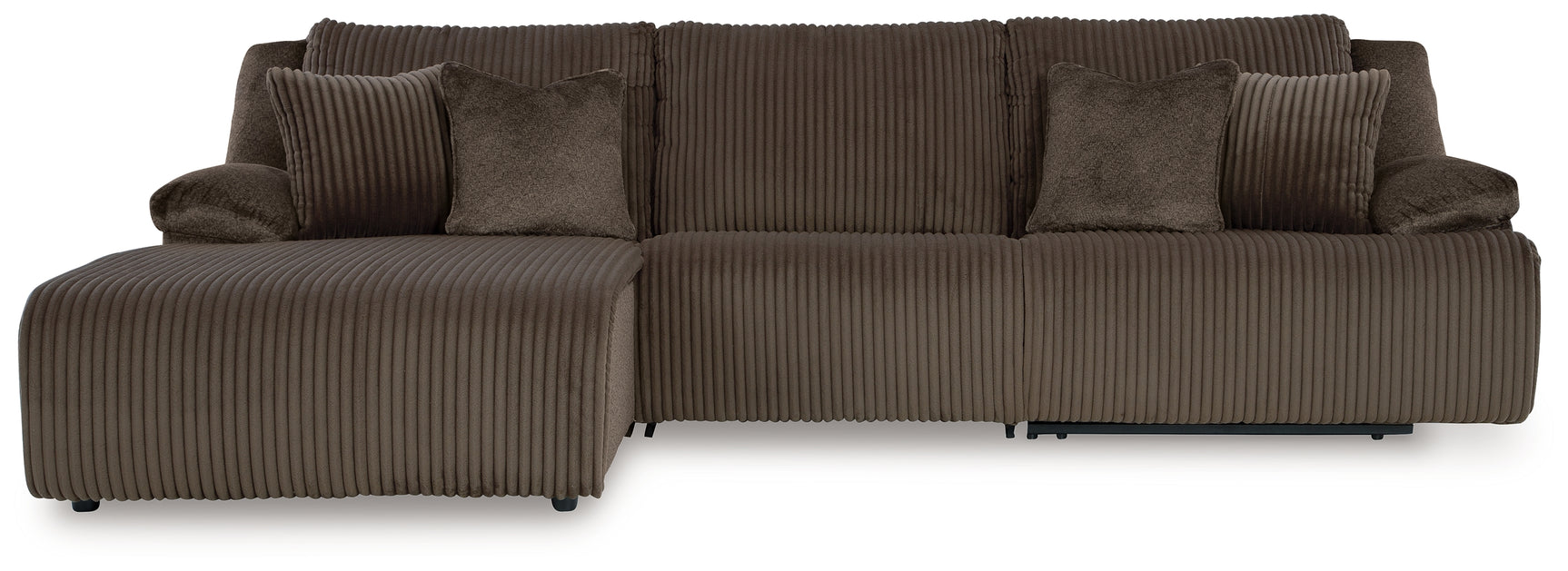 Top Tier Chocolate 3-Piece Sectional Sofa Chaise with LAF Chaise - Ornate Home