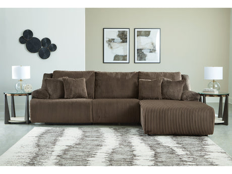 Top Tier Chocolate 3-Piece Sectional Sofa Chaise with RAF Chaise - Ornate Home