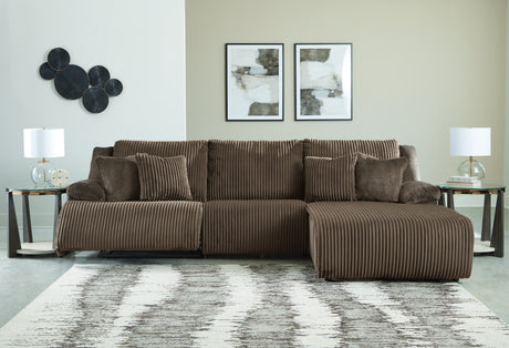 Top Tier Chocolate 3-Piece Sectional Sofa Chaise with RAF Chaise - Ornate Home