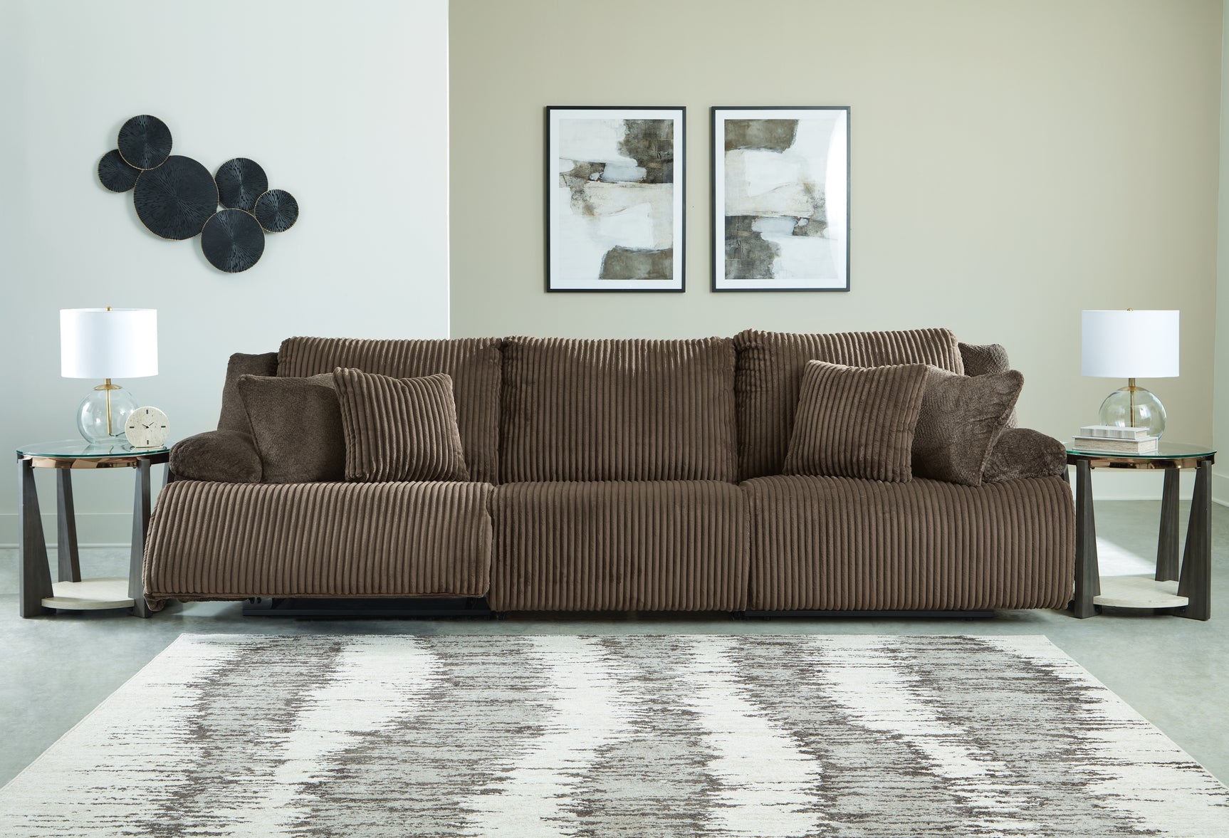 Top Tier Chocolate 3-Piece Sectional Sofa - Ornate Home
