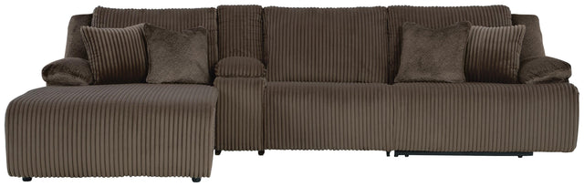 Top Tier Chocolate 4-Piece Reclining Sectional with LAF Chaise - Ornate Home