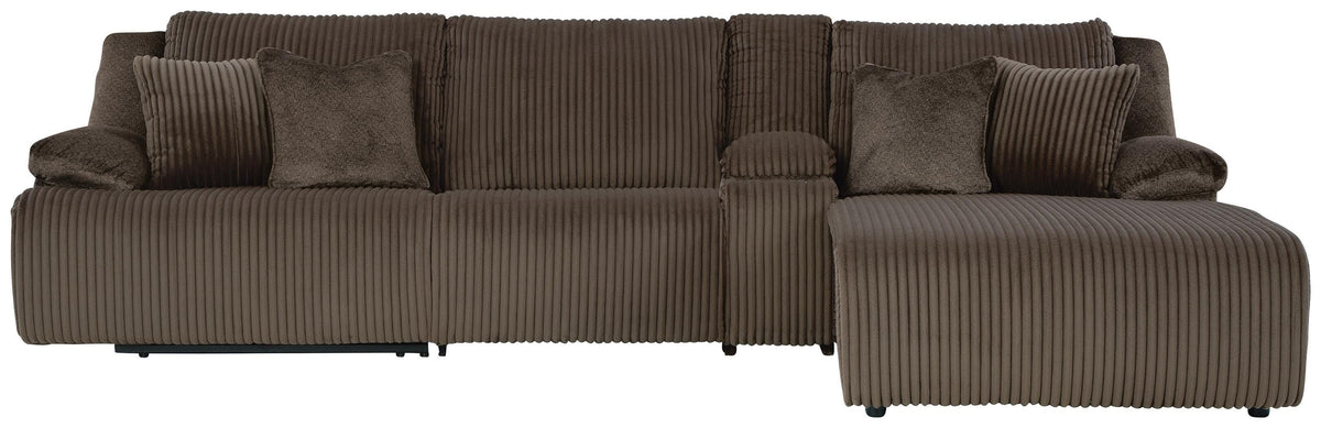 Top Tier Chocolate 4-Piece Reclining Sectional with RAF Chaise - Ornate Home