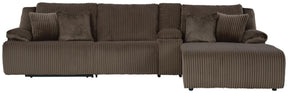 Top Tier Chocolate 4-Piece Reclining Sectional with RAF Chaise - Ornate Home