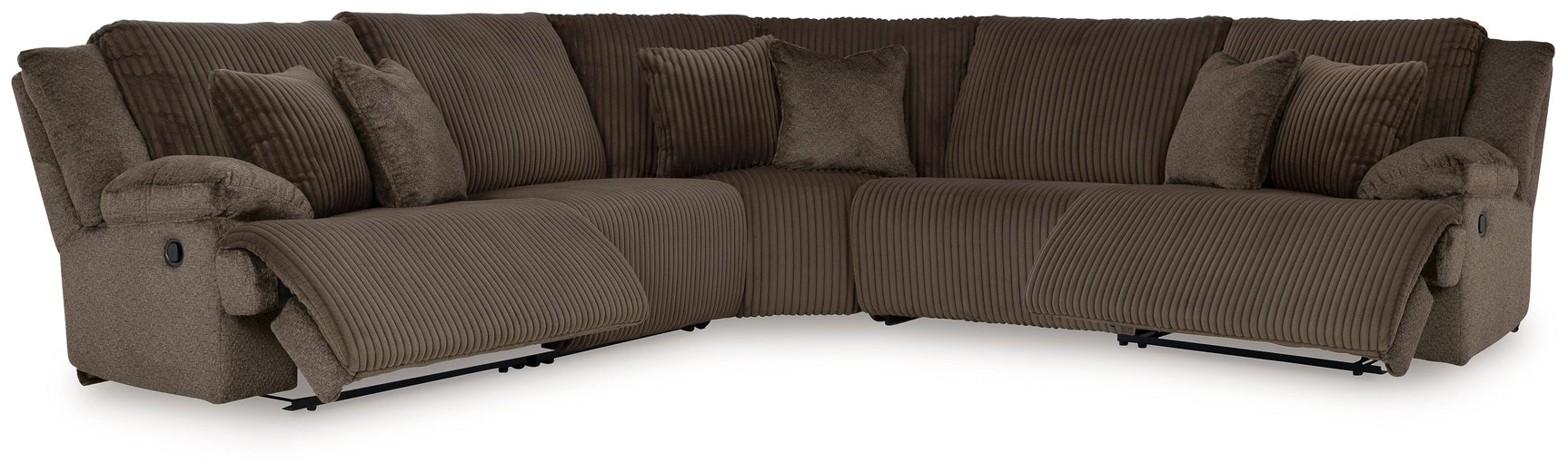 Top Tier Chocolate 5-Piece Reclining Sectional (Online Special Price) - Ornate Home