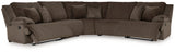 Top Tier Chocolate 5-Piece Reclining Sectional - Ornate Home