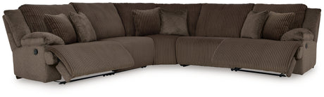 Top Tier Chocolate 5-Piece Reclining Sectional - Ornate Home
