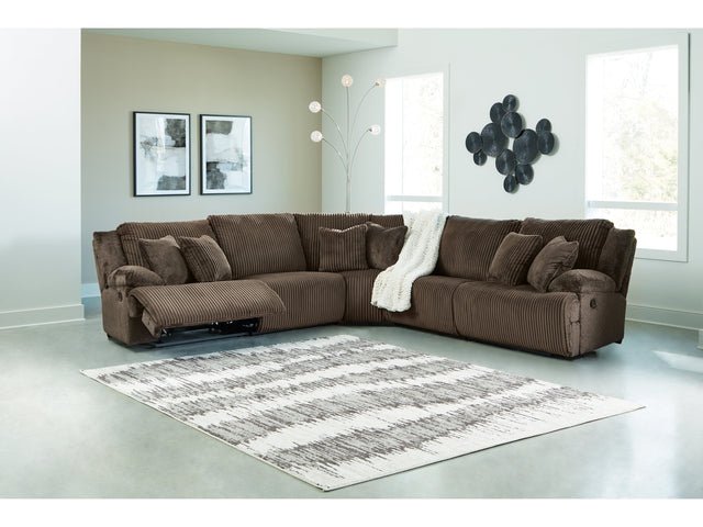 Top Tier Chocolate 5-Piece Reclining Sectional - Ornate Home