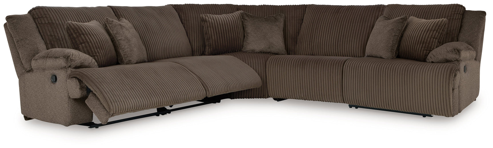 Top Tier Chocolate 5-Piece Reclining Sectional - Ornate Home