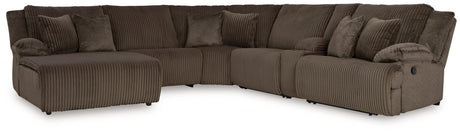 Top Tier Chocolate 6-Piece Reclining Sectional with LAF Chaise - Ornate Home