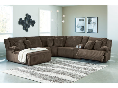 Top Tier Chocolate 6-Piece Reclining Sectional with LAF Chaise - Ornate Home