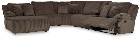 Top Tier Chocolate 6-Piece Reclining Sectional with LAF Chaise - Ornate Home