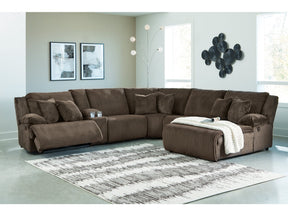 Top Tier Chocolate 6-Piece Reclining Sectional with RAF Chaise (Online Special Price) - Ornate Home