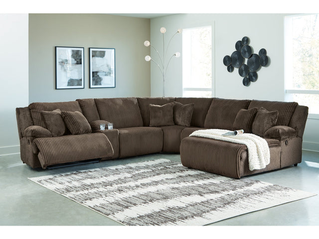 Top Tier Chocolate 6-Piece Reclining Sectional with RAF Chaise (Online Special Price) - Ornate Home