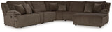 Top Tier Chocolate 6-Piece Reclining Sectional with RAF Chaise (Online Special Price) - Ornate Home