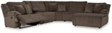 Top Tier Chocolate 6-Piece Reclining Sectional with RAF Chaise - Ornate Home