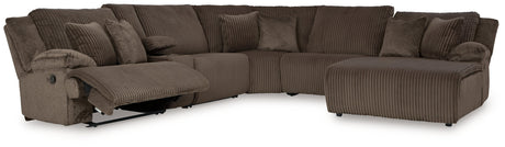 Top Tier Chocolate 6-Piece Reclining Sectional with RAF Chaise - Ornate Home